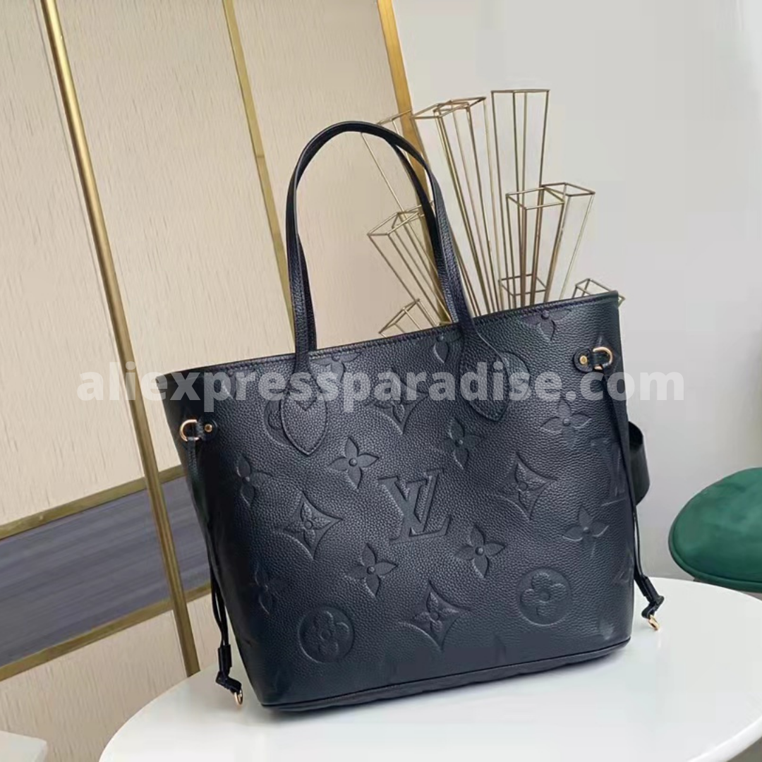 Handbags Louis Vuitton Neverfull mm Empreinte Leather Turtledove Beige Bag